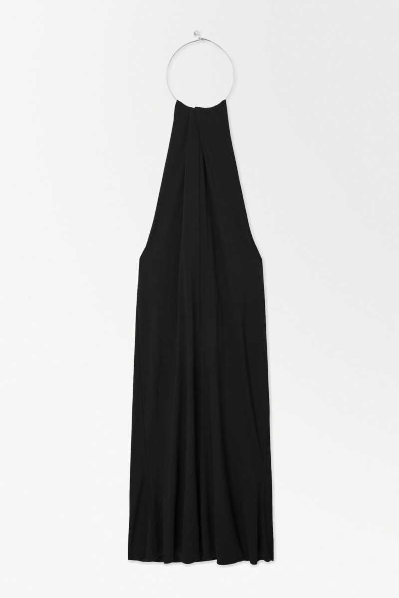 COS The Open-Back Necklace Kleid Damen Schwarz | 9134-OUHIC