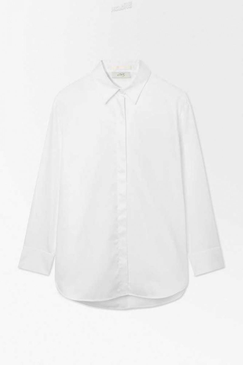 COS The Oversized Baumwoll-Sateen Shirt Hemd Damen | 9801-NKEVG