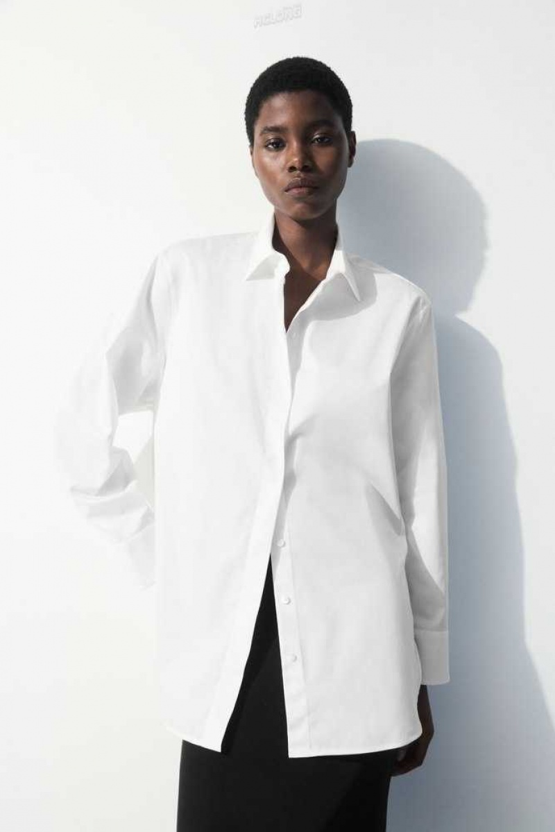 COS The Oversized Baumwoll-Sateen Shirt Hemd Damen | 9801-NKEVG