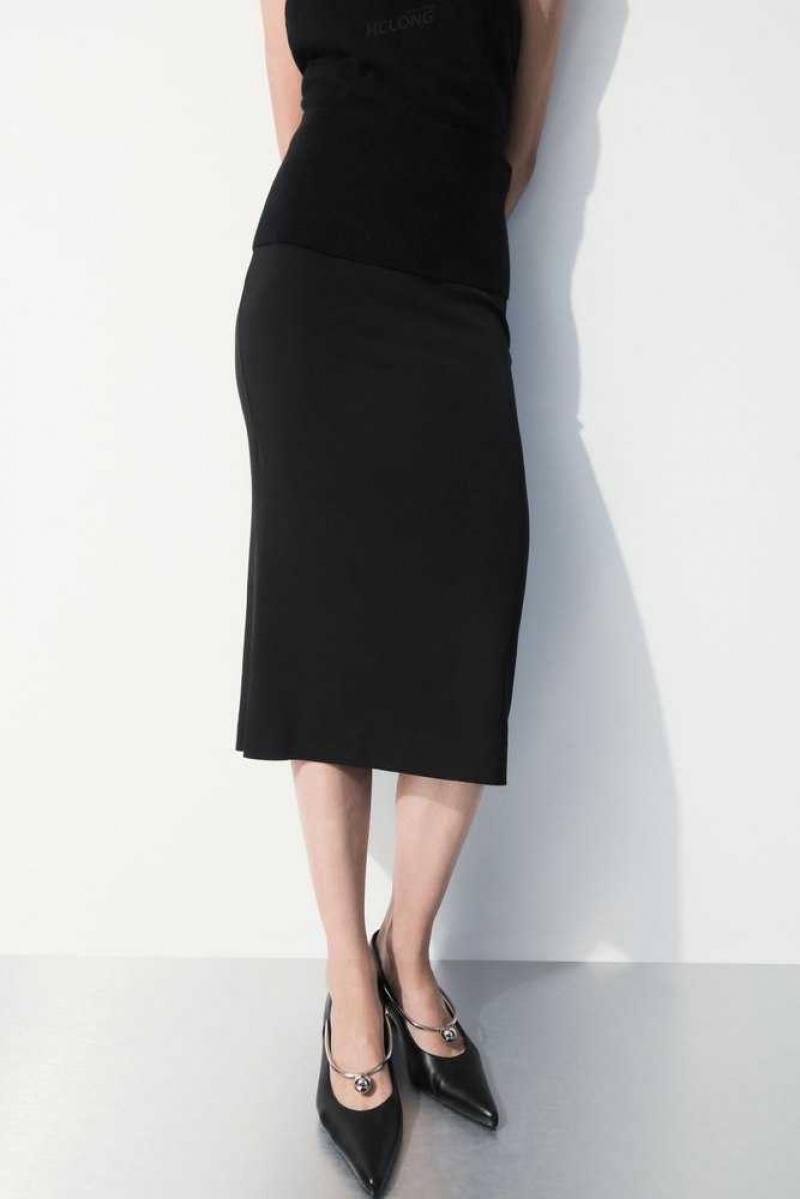 COS The Tailored Silk-Blend Midi Skirt Röcke Damen | 9782-ICDEB