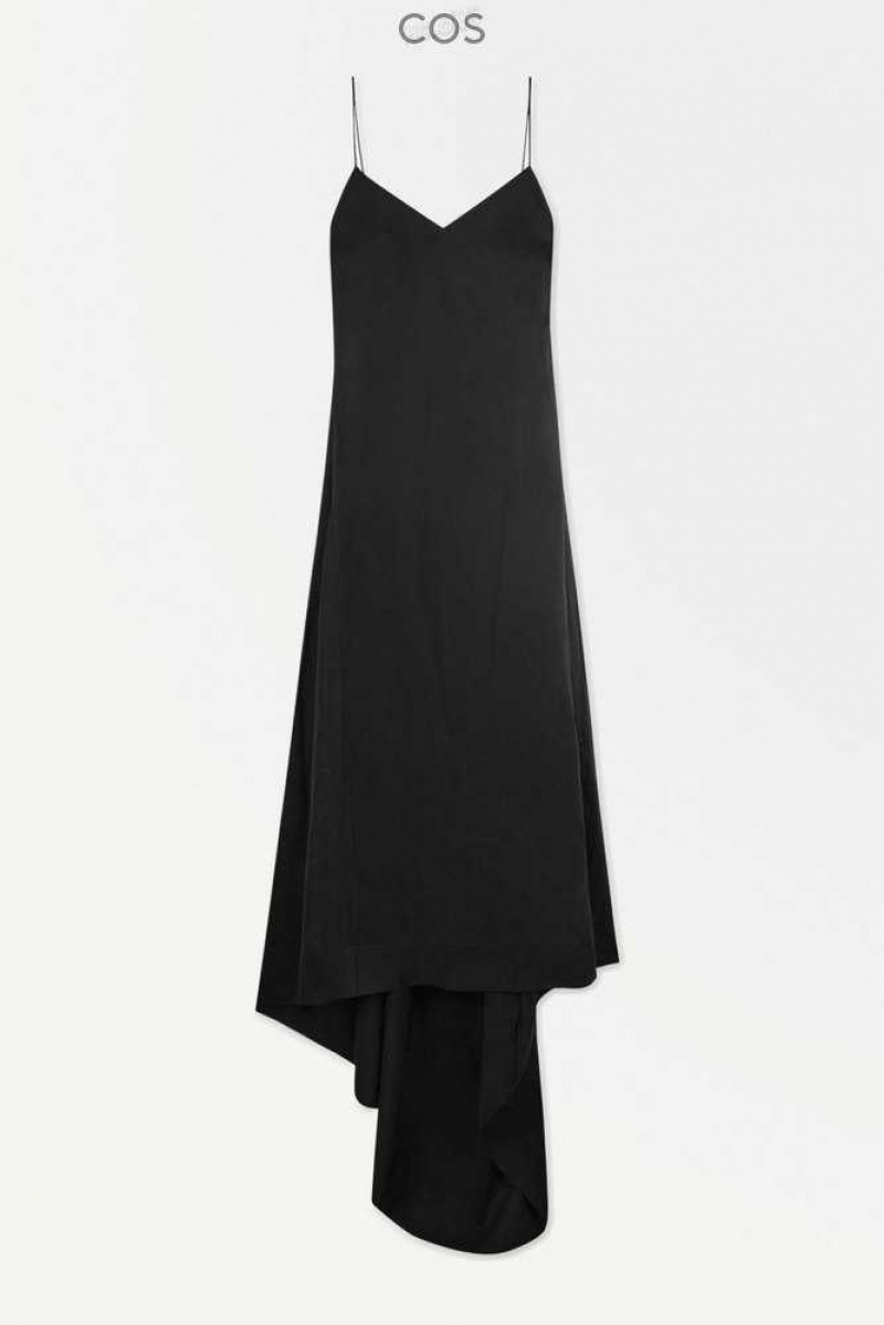 COS The V-Neck Linen Maxi Kleider Kleid Damen | 3254-FYJKU