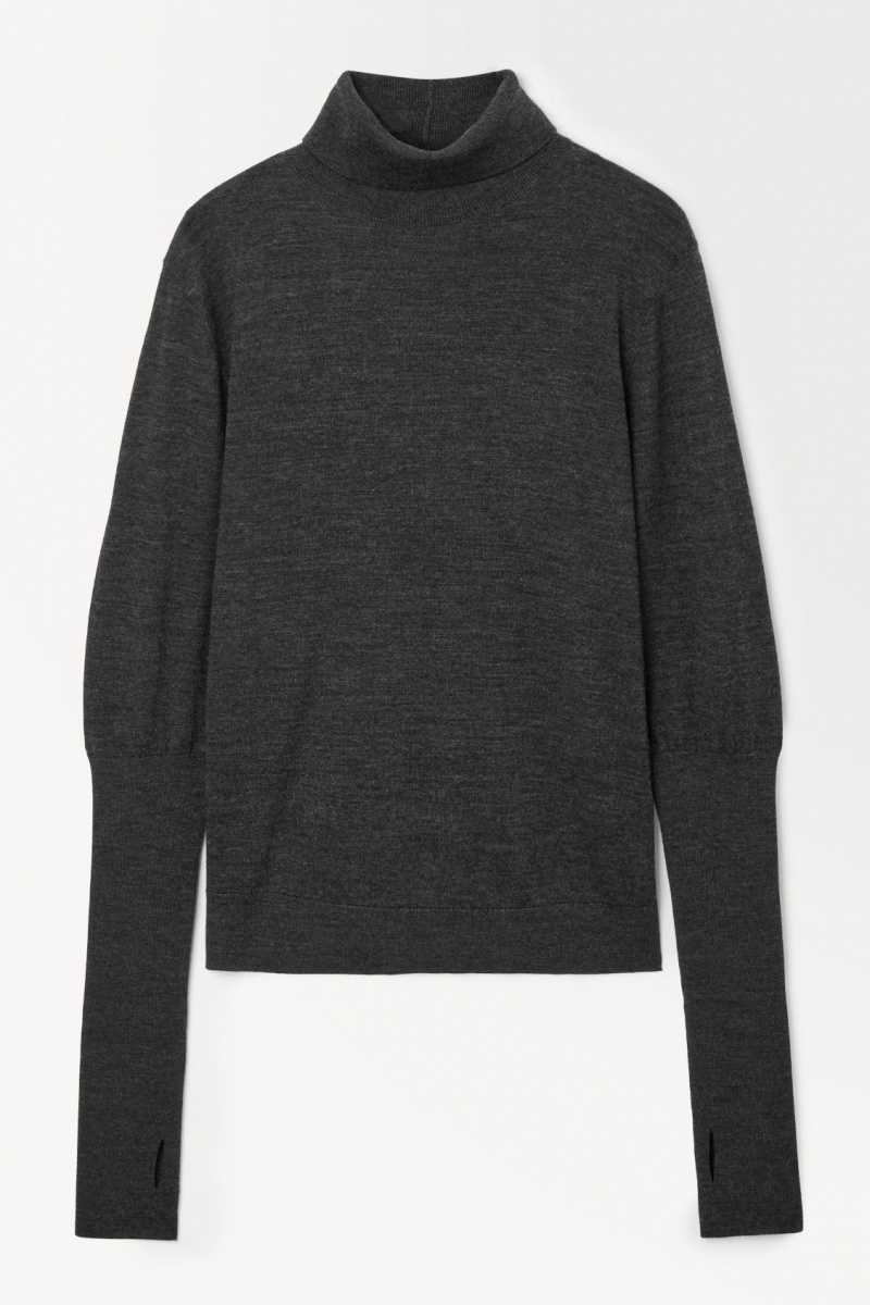 COS The Wolle Roll-Neck Pullover Damen Dunkelgrau | 5849-HYVDF