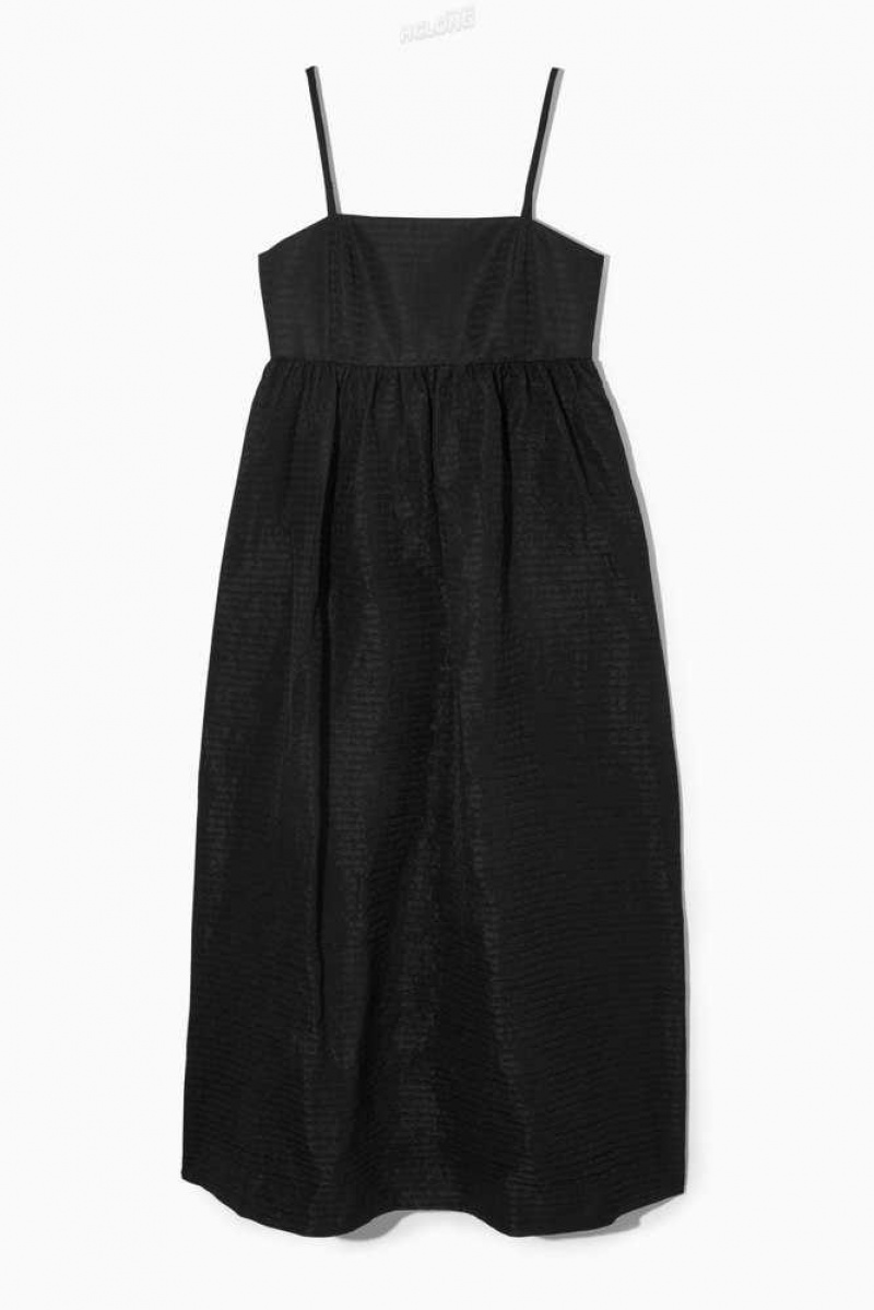 COS Voluminous Textured Midi Kleider Kleid Damen | 1573-ZQBNO