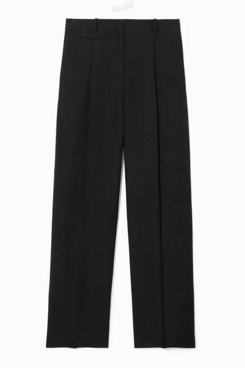 COS Weite-Leg Falten Linen-Blend Trousers Hose Damen | 5620-PVIQG