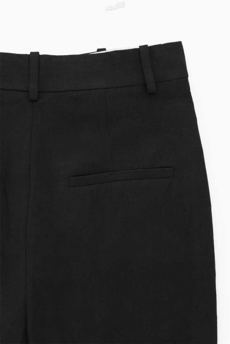 COS Weite-Leg Falten Linen-Blend Trousers Hose Damen | 5620-PVIQG