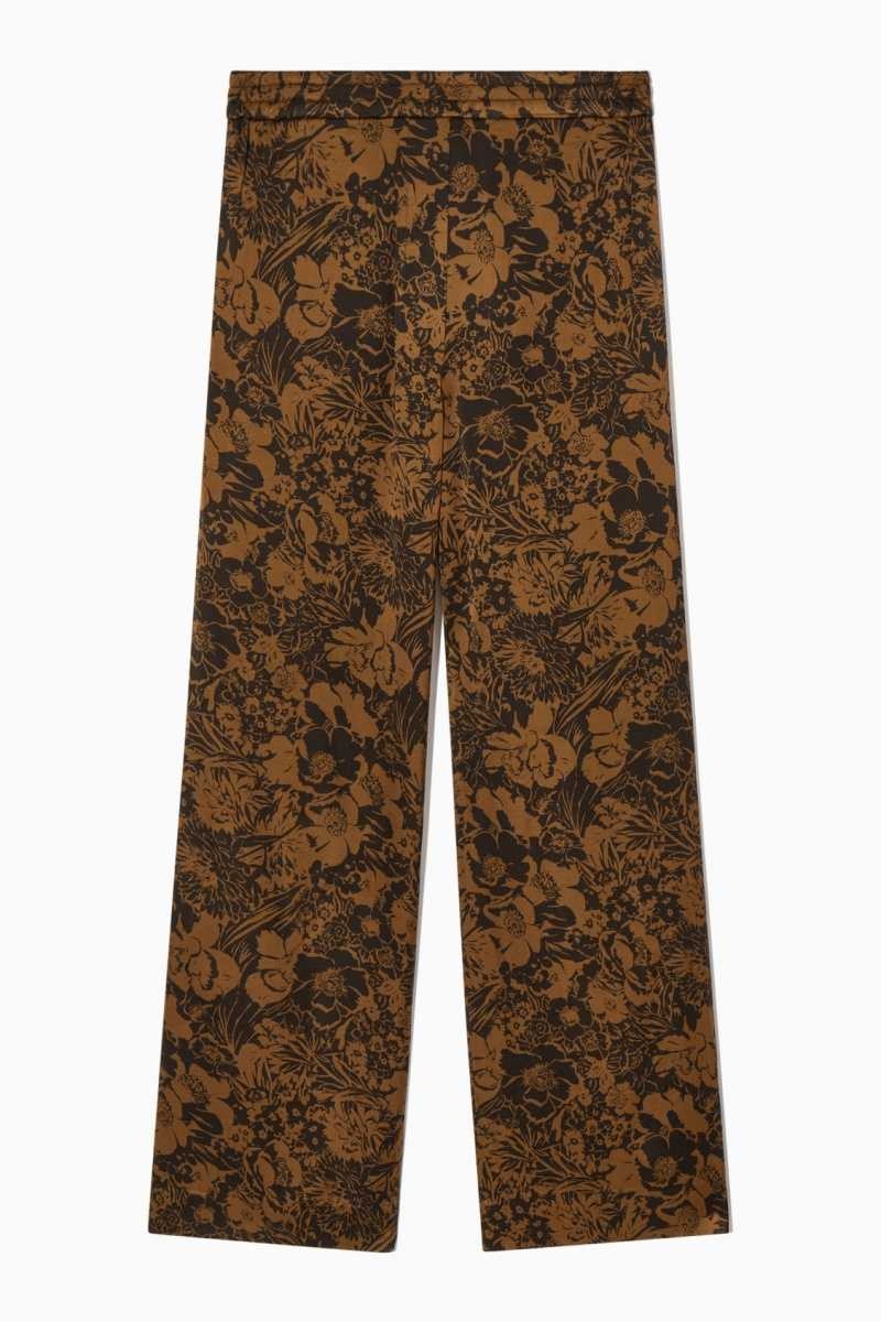 COS Weite-Leg Floral-Print Hose Damen Braun Schwarz | 9150-BPIRU