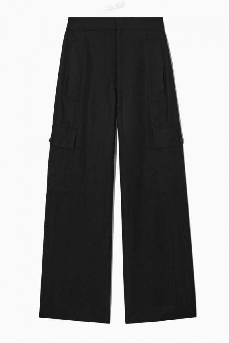 COS Weite-Leg Linen-Blend Cargo Pants Hose Damen | 5346-CDSQE