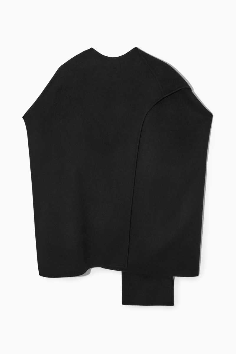 COS Wolle-Blend Cape Oberteile Damen Schwarz | 8570-MSQWB