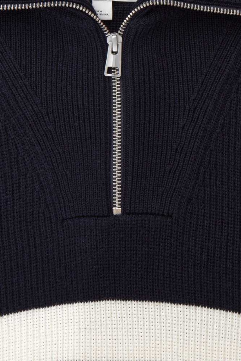 COS Wolle And Baumwoll-Blend Half-Zip Jumper Strickwaren Herren | 1782-HLTOQ