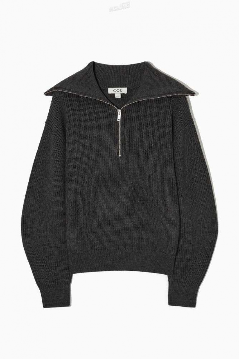 COS Wolle And Baumwoll Half-Zip Pullover Pullover Damen | 3107-PKBYX