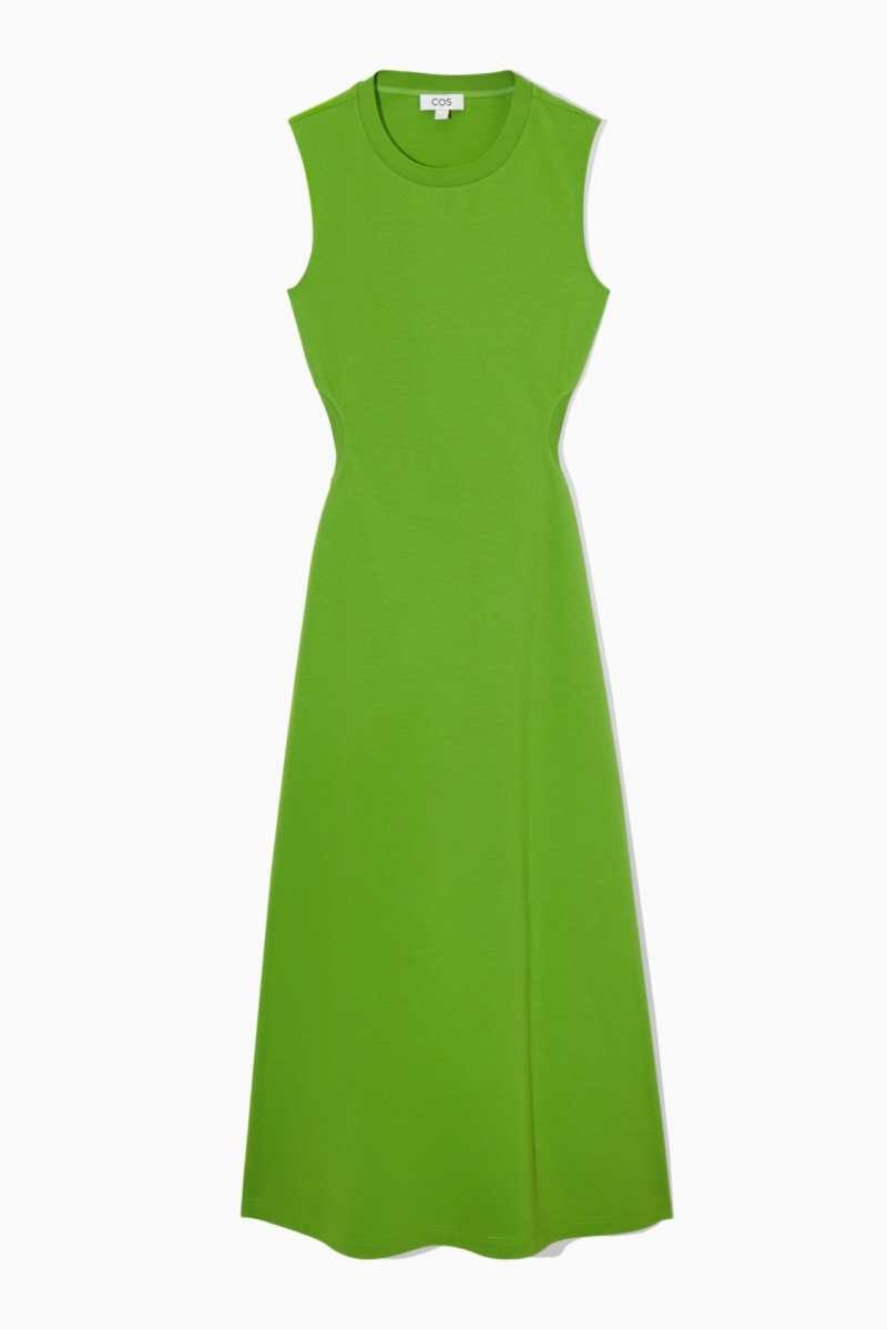 COS Ärmellose Cutout Maxi Kleid Damen Grün | 2395-VIUOS